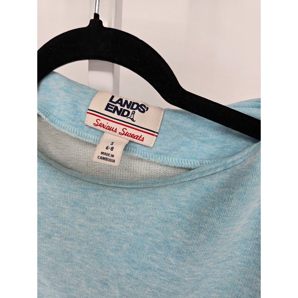 Lands End Womens Sz S Serious Sweats 3/4 Sleeve Sweatshirt Light Sky Blue - Picture 2 of 4
